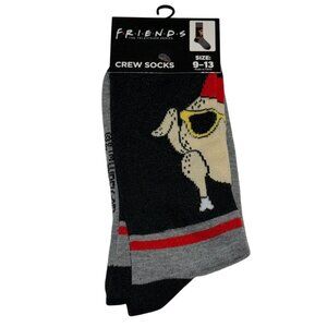 Friends TV Show Turkey Head Crew Socks Mens 9-13 Funny Gift Black Gray
